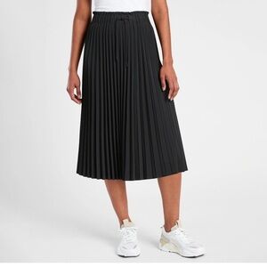 Athleta Hayden Black Pleated Midi Skirt